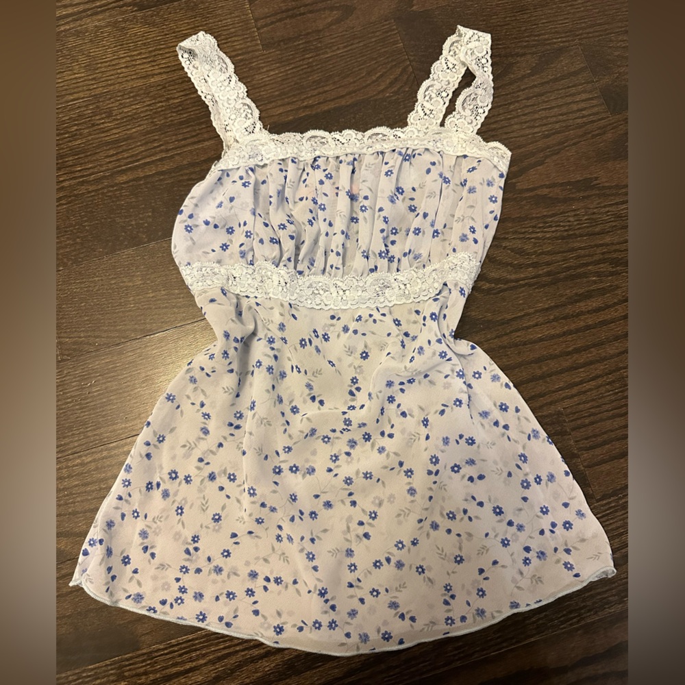 Floral Lace Trim Camisole Top